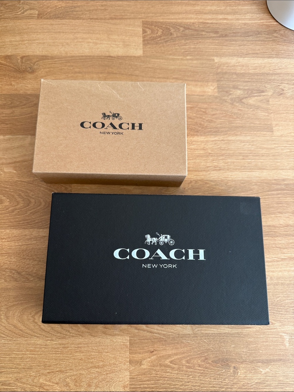 2 Coach Empty Boxes, Care Instructions Card & Accessory Card.